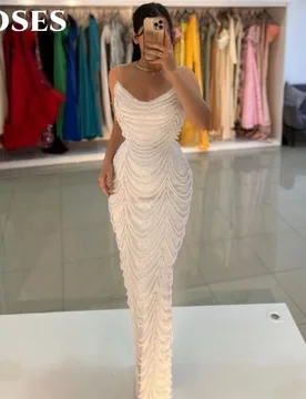 ROSES Ivory Evening Dress for Women Sleeveless Prom Dress Trumpet Beading Party Formal Gown with Beadings robe de bal Customized - Aliexpress - FashionsVida