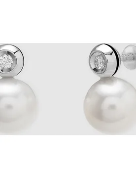 Pendientes Black & White de oro con diamantes y perla - El Corte Inglés - FashionsVida