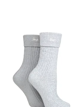 Women's 2 Pair Super Soft Turn Over Top Polyester Boot Socks Slate / White 4-8 Ladies - Grey - Size: Small - Jeep - FashionsVida