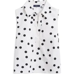 Blusa de mujer sin mangas con macro estampado de lunares