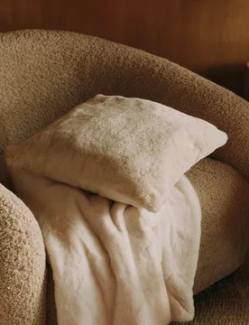 Supersoft Faux Fur Large Throw Neutral - M&S - FashionsVida