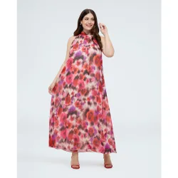 Vestido largo free estampado floral línea en a fluida y longitud maxi