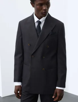 Tailored Fit Wool Blend Suit Jacket Navy male - Autograph - FashionsVida