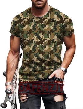 Men's Camouflage Cat T-shirt Loose Vintage Fitting Vintage Fashion Animal Art Print Short Sleeve 3D O-Neck T-shirt - Aliexpress - FashionsVida