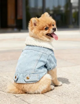 Pieza Chaqueta de felpa con cuello de piel para mascotas, gatos y perros, para otoño/invierno M - Shein - FashionsVida