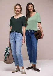 T-Shirts mit Herzausschnitt im 2er-Pack female Multicolour Grün
