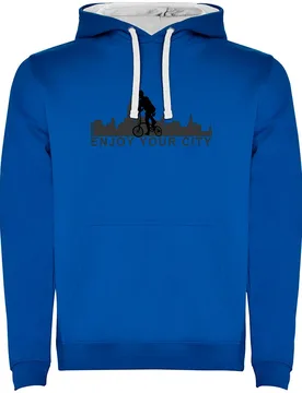 Felpa Con Cappuccio Enjoy Your City Two-colour Royal Blue / White - Kruskis - FashionsVida