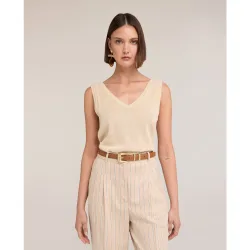 Top de mujer de punto mezcla lino modelo regular