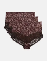 Pack Jasmine Lace Trim Full Briefs Chocolate Mix female