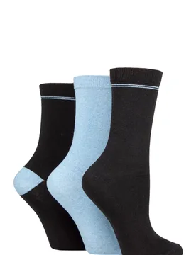 Women's 3 Pair SOCKSHOP 100% Recycled Placement Stripe Cotton Socks Black 4-8 Ladies - Black - Size: Small - TORE - FashionsVida
