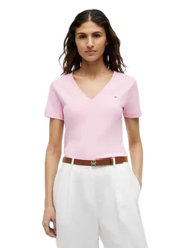 T-shirt à Manches Courtes Et Col En V Slim Cody Classic Pink XL - Tommy hilfiger - FashionsVida