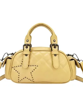 Women's Small Trendy Studded Star Quilted Crossbody Shoulder Bag in Yellow - Yellow - Size: One Size - Kitise - FashionsVida