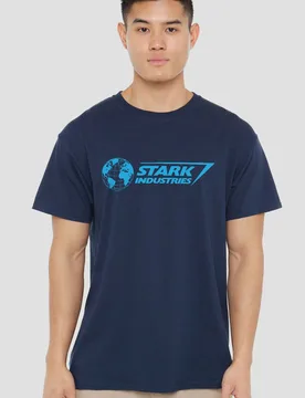 Unisex Stark Logo T-Shirt, Navy Size: Medium - Navy - Size: M - Marvel - FashionsVida