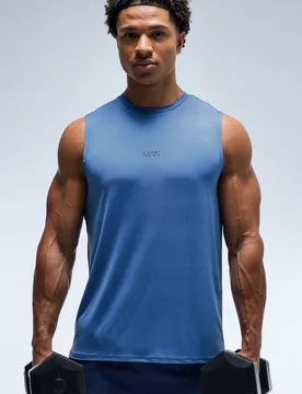 Mens Man Active Performance Regular Fit Tank - Grey - Size Small - boohooMAN - FashionsVida
