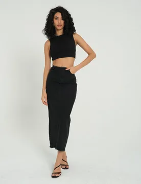Womens Crew Neck Basic Crop Top - Black - Size Small - Hiccup - FashionsVida
