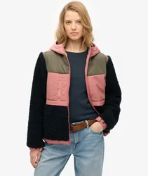 Superdry Damen Kapuzen-fleece-sherpa-jacke Navy - Größe: 44