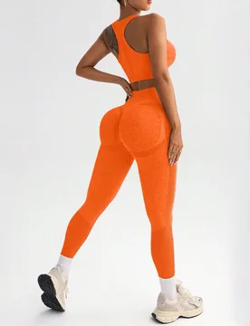 Conjunto deportivo de mujer de unicolor sin mangas con top corto casual y pantalones, conjunto de leggings para mujer, conjunto de ropa deportiva para - Shein - FashionsVida