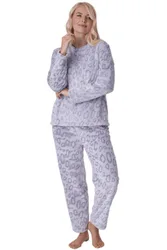 Women's Supersoft Printed Full Length Pyjama Set in Grey Size: 18-20 - Grey - Size: 18-20