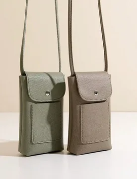 Bolso de hombro de mujer de piel de PU suave, con correa ajustable, bolso cruzado de gran capacidad con cartera con solapa para mujer, cartera mini, c - Shein - FashionsVida
