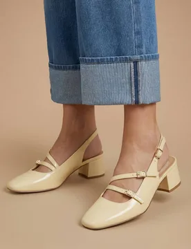 Women's Tara Faux Leather Slingback Mary Jane Flats in Yellow Size: 5 - Yellow - Size: 5 - OASIS - FashionsVida