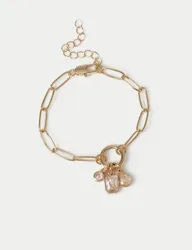 Cubic Zirconia Cluster Charm Wristwear Gold female