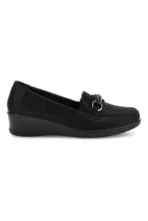 Mocassino Nero con Zeppa e Morsetto Argentato MINB208 36