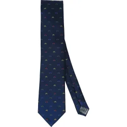 Corbata de seda natural color con estampado de motos