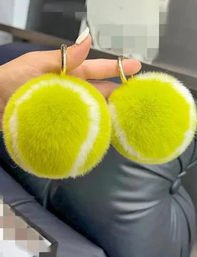 Furry Tennis Ball Pompom Keychain Genuine Rex Rabbit Fur Key Ring Fluffy Women Girl Unisex Men Bag Charm - Aliexpress - FashionsVida