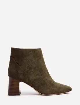Women's Cove Khaki Faux Suede Soft Square Toe Block Heel Ankle Boot Size: 5-Standard Fit - Khaki - Size: 5-Standard Fit - Linzi - FashionsVida