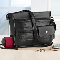 Ledertasche "Patchwork" schwarz