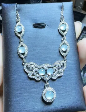 Natural A Jade Ice Blue Necklace Set Chain - Aliexpress - FashionsVida