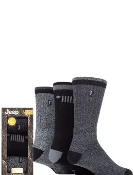 Mens 3 Pair Terrain Leisure Socks Gift Box Black 2 6-11 Mens - Black - Size: 6-11 Mens - Jeep - FashionsVida