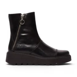 Women's Fly London Leather Zip-up Platform Ankle Boots - TARP553FLY in Black Size: 9 - Black - Size: 9