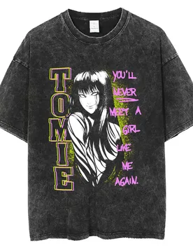 Anime Tomie Junji Ito You'll Never Meet A Girl Like Me Again Vintage Washed T-shirt Men Women Manga Horror Gothic Rock T Shirts - Aliexpress - FashionsVida