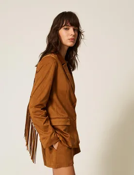 Blazer en suédine avec franges - Actitude by Twinset - FashionsVida