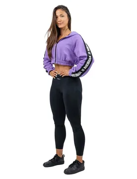 Sweat-shirt à Zip Cropped Iconic Lila M - Nebbia - FashionsVida