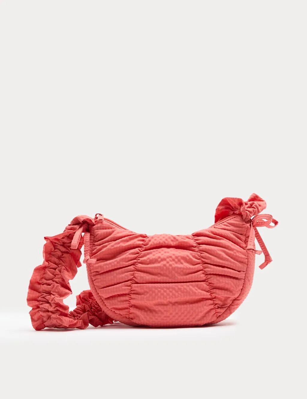 Textured Crossbody Ruched Bag Orange female - M&S - FashionsVida