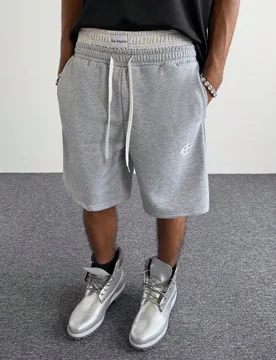 Shorts de gimnasio de verano de calle gris liso para hombre, shorts deportivos de cintura 2 en 1 de estilo hip-hop de alta calle, de tela de punto con - Shein - FashionsVida