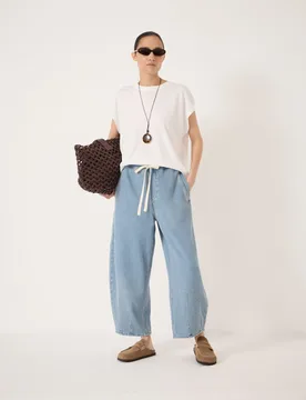 Pure Cotton Crew Neck T-Shirt White female - hush - FashionsVida