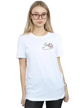 Women's Aristocats Marie Sweet Backside Breast Print Cotton Boyfriend T-Shirt in White Size: Large - White - Size: L - Disney - FashionsVida