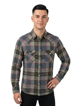 Camicia A Maniche Lunghe Western Soft Brown M - Wrangler - FashionsVida