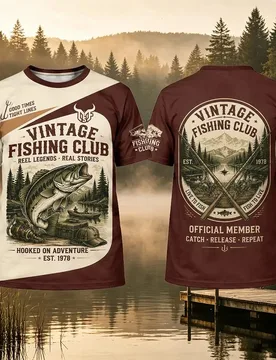 Vintage Fishing 3D Print T-shirt Summer Men's Quick Dry And Breathable Outdoor Fishing Tee Mountain Lake Bass Fish Graphic Top - Aliexpress - FashionsVida