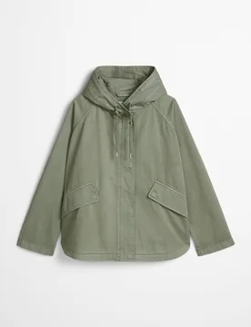 Chaqueta de mujer de capa con capucha relajada de sarga de algodón ecológico - MARC O'POLO - FashionsVida