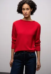 Pullover mit gerolltem Saum female Rot