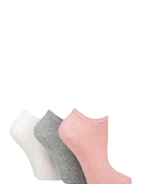 Women's 3 Pair SOCKSHOP 100% Recycled Plain Cotton Trainer Socks Pink / Grey / White 4-8 Ladies - Multi Coloured - Size: Small - TORE - FashionsVida