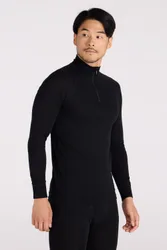 Merino II Mens Zip Neck Base Layer Top - Black - Black - Size: XL