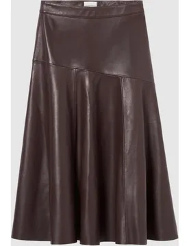 Falda midi acampanada de cuero - CLAUDIE PIERLOT - FashionsVida