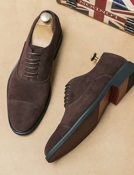 Talla pequeña, se recomienda elegir 1-2 tallas talla grande grandes, zapatos de vestir de ante para hombre versátiles, zapatos Oxford de lujo con su - Shein - FashionsVida