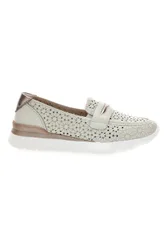 Mocassini beige traforati con bocca di leone in vera pelle 182081 38