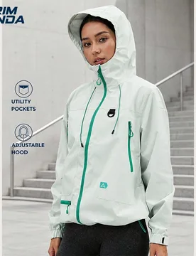 GRIM PANDA Chaqueta con capucha para mujer otoño exterior ajustable con bolsillos utilitarios ropa deportiva gimnasio yoga boxeo senderismo viaje cam - Shein - FashionsVida
